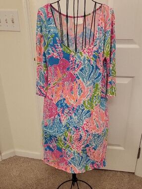 Lilly Pulitzer Pink, Blue & Green Coral Print Dress